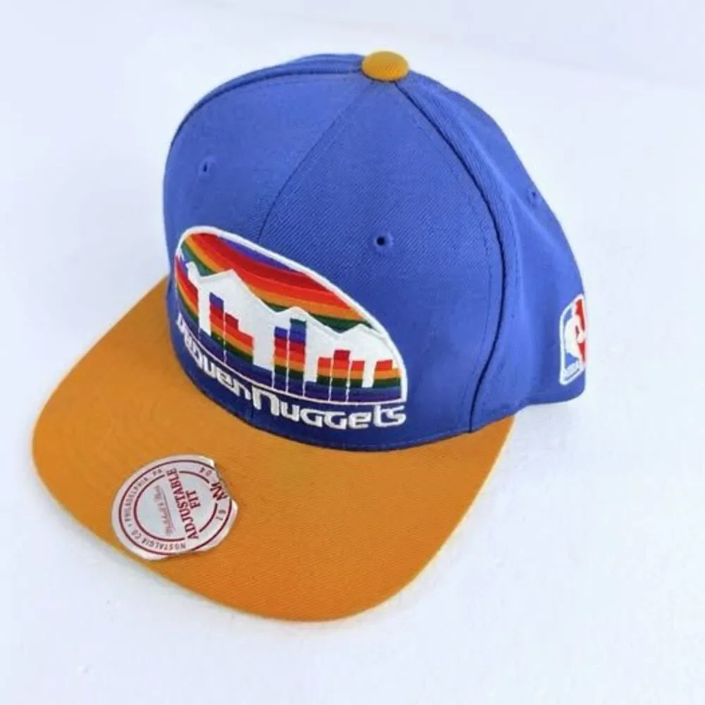 Mitchell & Ness Denver Nuggets NBA Hardwood Classics Snapback Hat Cap Blue Gold
